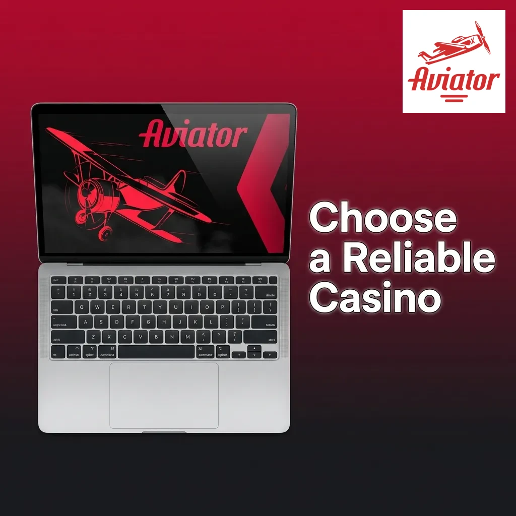 Person selecting a licensed online casino on laptop to play Aviator slot game safely